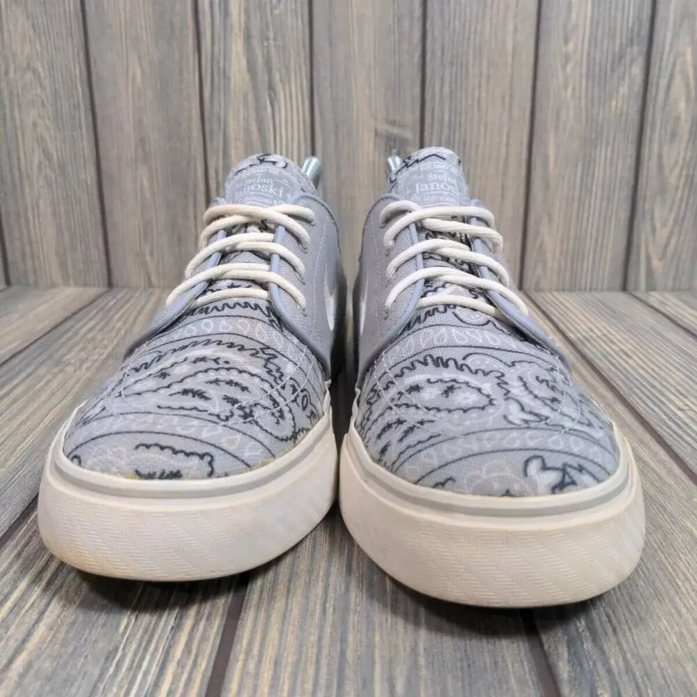 Nike Men Zoom Air SB Stefan Janoski Gray Paisley Floral Skateboarding Shoes Sz 9